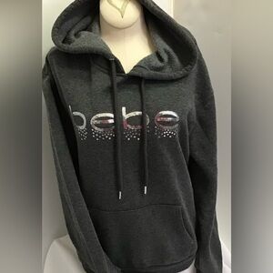 Bebe Sport black logo sweatshirt hoodie Women’s Full zip Size: Small P/CH Gray